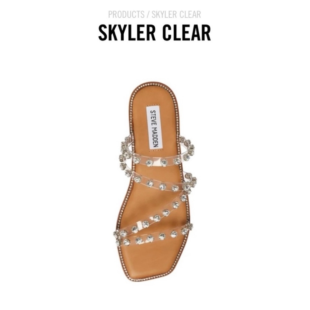 Steve Madden Skyler Clear Sandal with Rhinestone Studs